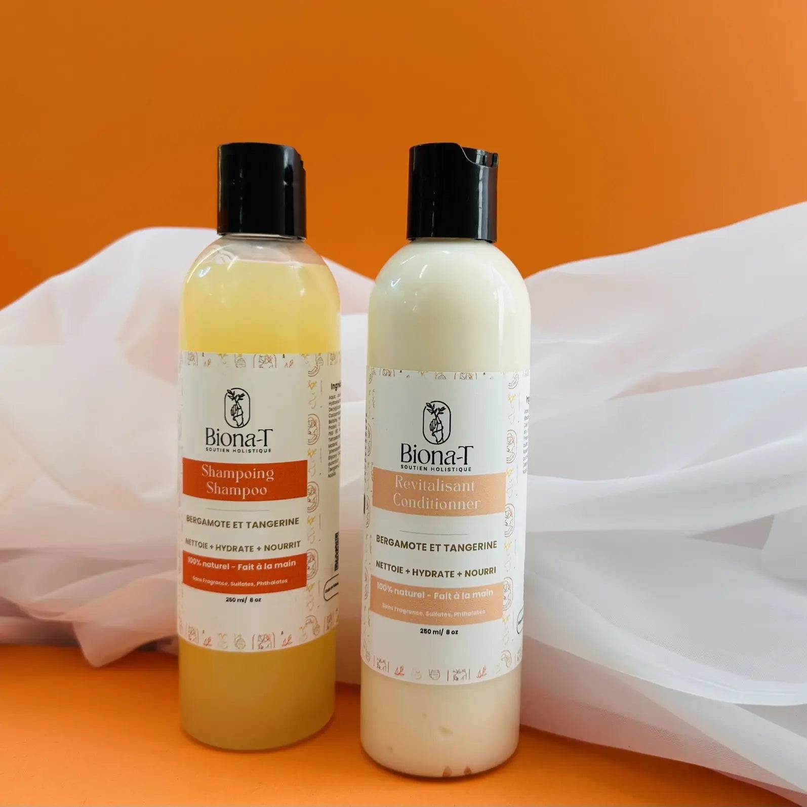 Duo shampoing et revitalisant bergamote et Tangerine de Biona-T