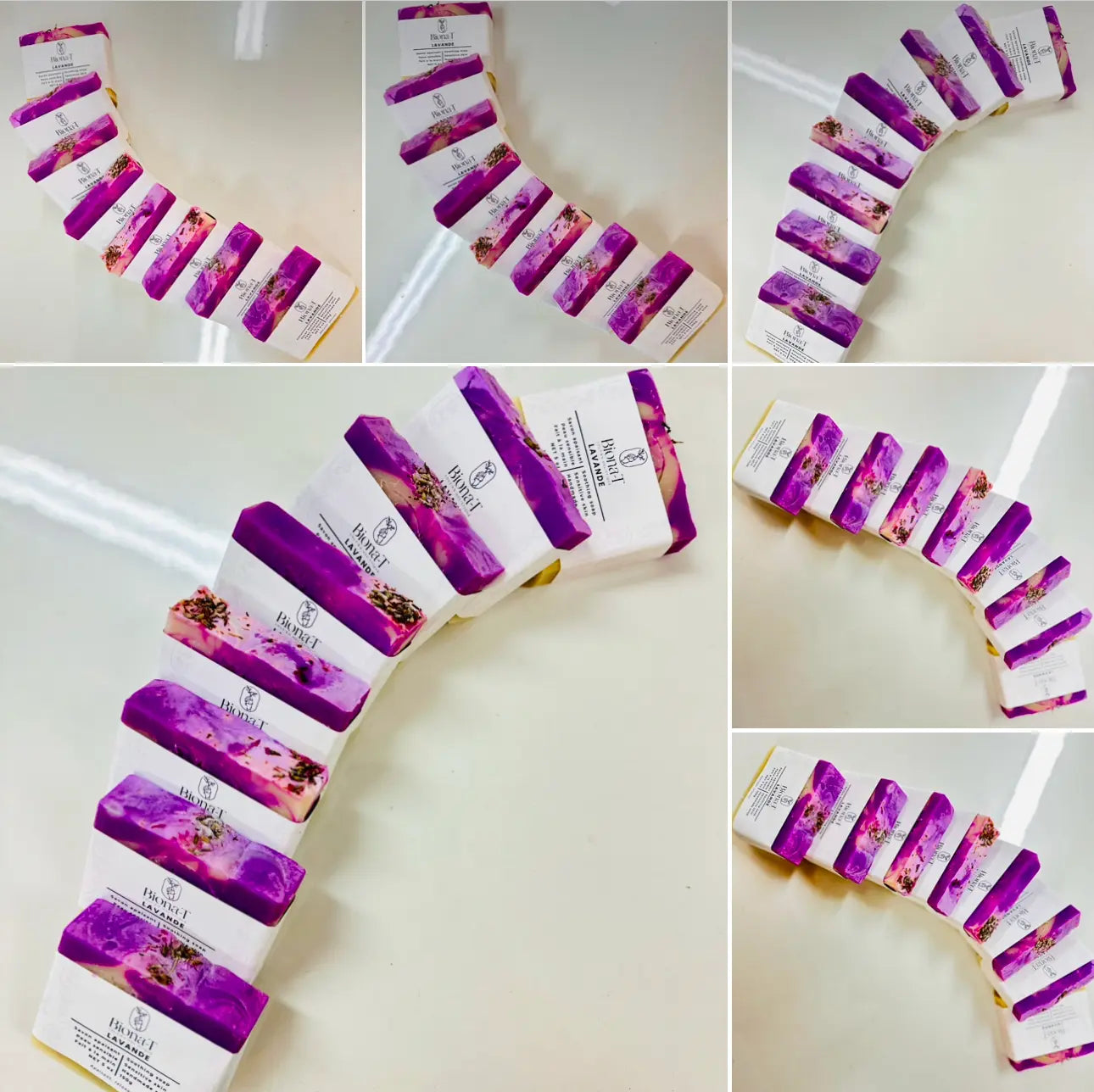 Savons lavande en lot sur une table